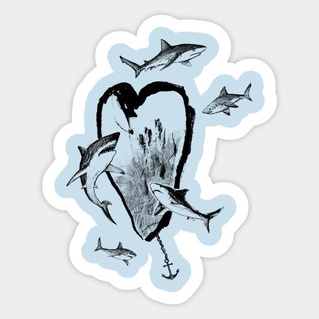 Sharks&Heart Sticker by bohater13